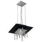 Lustre Pendente de Vidro com Cristal para 01 Lâmpada - Cor Preto