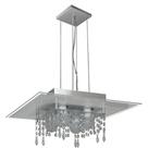 Lustre Pendente de Vidro com Cristal para 04 Lâmpadas - Cor Branco