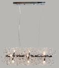 Lustre Pendente Dente de Leão Cromado Retangular Cristais 9E14 70cm