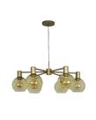 Lustre Pendente Dourado 70cm 6 Bolas Vidro Âmbar 126