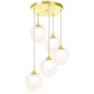 Lustre Pendente Dourado Quíntuplo Harmony Bolinha Ambar