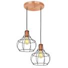 Lustre Pendente Duplo Aladim Aramado Preto com Cobre