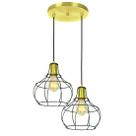 Lustre Pendente Duplo Aladim Aramado Preto com Dourado