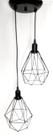Lustre pendente Duplo Aramado Diamante Mini Preto Lustre pendente Duplo Aramado Diamante Mini Preto