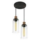Lustre Pendente Duplo Château Cilindrico Vidro Preto Cobre