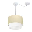 Lustre Pendente Duplo Cilíndrico Com Desvio de Centro Vivare Md-4358 Cúpula em Tecido 30x25cm - Bivolt