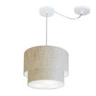 Lustre Pendente Duplo Cilíndrico Com Desvio de Centro Vivare Md-4358 Cúpula em Tecido 30x25cm - Bivolt