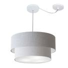 Lustre Pendente Duplo Cilíndrico Com Desvio de Centro Vivare Md-4365 Cúpula em Tecido 45x40cm - Bivolt