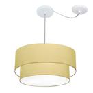 Lustre Pendente Duplo Cilíndrico Com Desvio de Centro Vivare Md-4366 Cúpula em Tecido 50x40cm - Bivolt