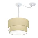 Lustre Pendente Duplo Cilíndrico Com Desvio Vivare Md-4364 Cúpula em Tecido 40x35cm - Bivolt