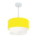 Lustre Pendente Duplo Cilíndrico Vivare Md-4160 Cúpula Tecido 40x35cm - Bivolt