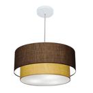 Lustre Pendente Duplo Cilíndrico Vivare Md-4355 Cúpula Tecido 50x40cm - Bivolt