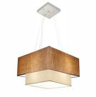 Lustre Pendente Duplo Quadrado Vivare Md-4157 Cúpula em Tecido 40x35cm Palha / Bege - Bivolt