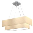Lustre Pendente Duplo Retangular Vivare Md-4321 Cúpula em Tecido 80x40cm x 70x30cm - Bivolt