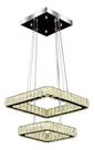 Lustre Pendente Espelhado Cristal K9 Legítimo Led Integrado 60w Quadrado Luz 3em1 - Led+