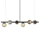 Lustre Pendente Figo 6 Globos Esfera de Vidro Âmbar - Preto