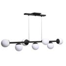 Lustre Pendente Figo 7 Globos Esfera De Vidro Preto