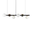 Lustre Pendente Figo com 6 Globos Esfera de Vidro - Preto/Dourado
