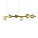 Lustre Pendente Figo OURO - 6 Globos Esfera de Vidro Âmbar