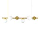 Lustre Pendente Figo Ouro - 6 Globos Esfera De Vidro Branco