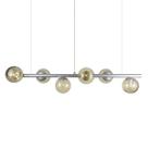 Lustre Pendente Figo PRATA - 6 Globos Esfera de Vidro Âmbar
