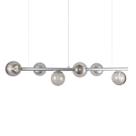 Lustre Pendente Figo PRATA - 6 Globos Esfera de Vidro Fume