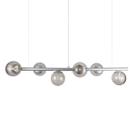 Lustre Pendente Figo PRATA - 6 Globos Esfera de Vidro Fumê