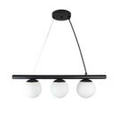 Lustre Pendente Figo PRETO - 3 Globos Esfera de Vidro Branco Lustre Pendente Figo PRETO - 3 Globos Esfera de Vidro Branco