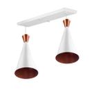 Lustre Pendente Funil Duplo Base Retangular Branco/Cobre