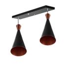 Lustre Pendente Funil Duplo Base Retangular Preto/Cobre