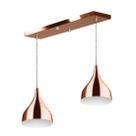 Lustre Pendente Gota Duplo Base Retangular Cobre