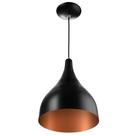 Lustre Pendente Gota Média Alumínio 30cm Preto/Cobre