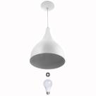 Lustre Pendente Gota Pequena Alumínio 21cm Branco + Lampadas
