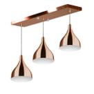 Lustre Pendente Gota Triplo Base Retangular Cobre