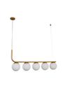 Lustre Pendente Haste 1 Metro 5 Bolas Globo Dourado Fosco 717