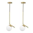 Lustre Pendente Haste Inclinada Globo Jabuticaba - Dourado