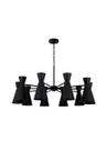 Lustre Pendente Industrial Redondo Cúpula Metal Cone Funil 10 Braços 1 metro 769 Preto