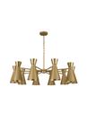 Lustre Pendente Industrial Redondo Cúpula Metal Cone Funil 10 Braços Dourado 1 metro 769