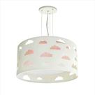Lustre Pendente Infantil Nuvens Duplo Com Recortes 30x16 Rosa