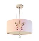 Lustre Pendente Infantil Unicórnio Cúpula Rosa 30x15 2E27 Lustre Pendente Infantil Unicórnio Cúpula Rosa 30x15 2E27