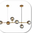 Lustre Pendente Jabuticaba Molecular Dourado 6 Globos vidro fumê