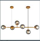 Lustre Pendente Jabuticaba Molecular Dourado 6 Globos vidro fumê