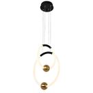 Lustre Pendente Led 2 Arcos 32w Esfera Dourada Moderno Luz 4000k Sala De Jantar