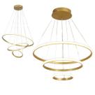 Lustre Pendente Led 3 em 1 Luminaria Aneis Perfil Infinito Arco Ajustavel Regulavel Ambiente Iluminaçao Moderno Residencial Comercial Recepçao Sala Qu