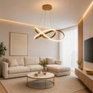 Lustre Pendente LED 45W Dourado Moderno Luxuoso 50cm