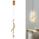 Lustre Pendente Led Espiral Dna Infinito Vertical Moderno 40cm Dourado Branco Quente 3000K 10W Bivolt 110V 220V Para Sala Mesa Jantar Quarto Cabeceira