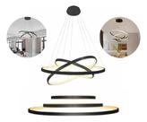 Lustre Pendente Led Moderno 3 Anéis Arcos Argolas 89w