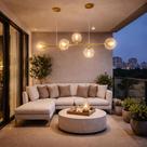 Lustre Pendente Linear Dourado 120cm 5 Globos Âmbar Moderno Lustre Pendente Linear Dourado 120cm 5 Globos Âmbar Moderno