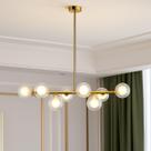 Lustre Pendente Luminária 8 Globos Esfera Vidro Leitoso Molecular Jabuticaba Teto Sala Quarto Mesa Bivolt