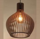 Lustre Pendente Luminária Cor Marrom Area Gourmet Luxo Madeira